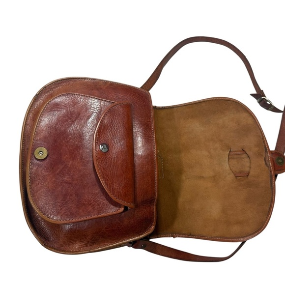 Cuir Vrai Leather Shoulder Bag Handmade in France Vintage - Picture 6 of 13